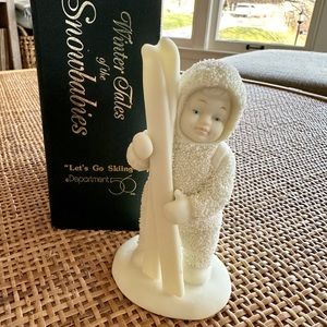 **BOGO! (See below.) Dept 56 Snowbabies "Let's Go Skiing." Vntg ‘90s, orig box.